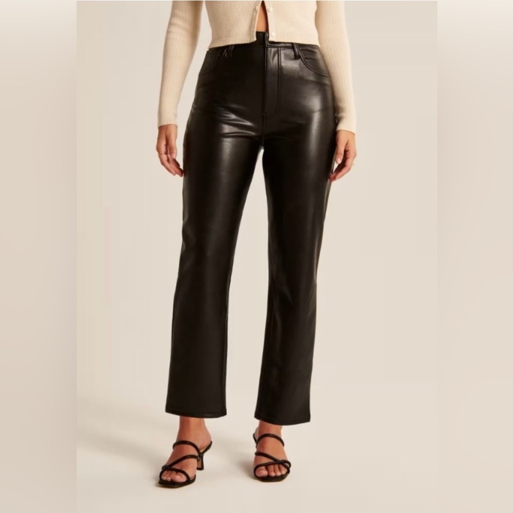 Abercrombie Ultra High Rise Ankle Straight Faux Leather Pant Curve Love sz 25/0